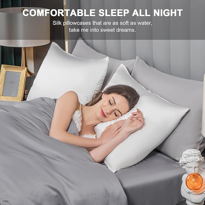 Mulberry Silk Pillowcase for Hair and Skin, Cooling Silk Pillow Case - Image 4
