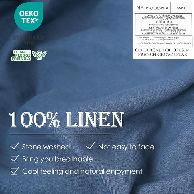 Simple&Opulence 100% Linen Duvet Cover Set 3pcs Basic Style Natural French - Image 2