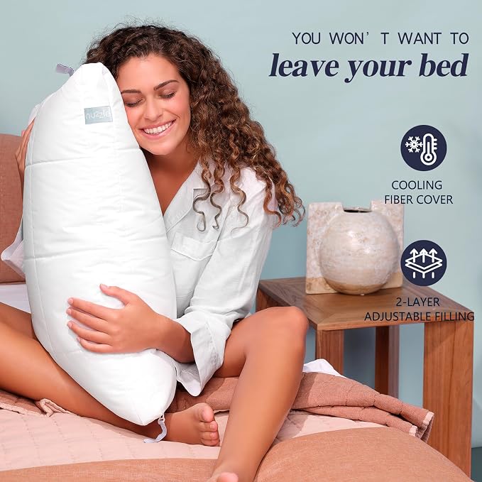 Nuzzle Adjustable Pillow for Side Sleepers, Luxury King Size Bed Pillow Hotel - Image 6
