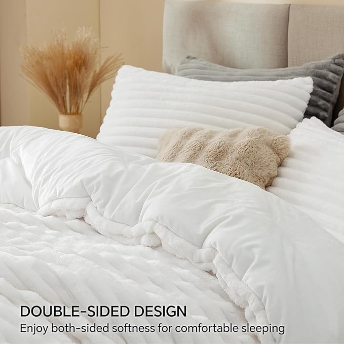 BEDELITE Fleece California King Comforter Set -Super Soft & Warm Fluffy Bright - Image 4