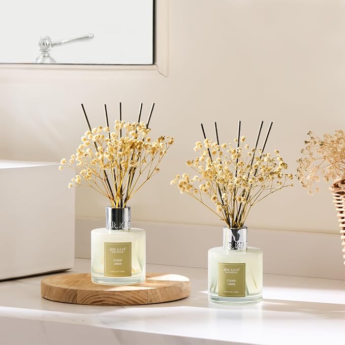 Airkeep Reed Diffuser 3.38 oz 2pk, Clean Linen Scented Reed Diffuser Set - Image 3