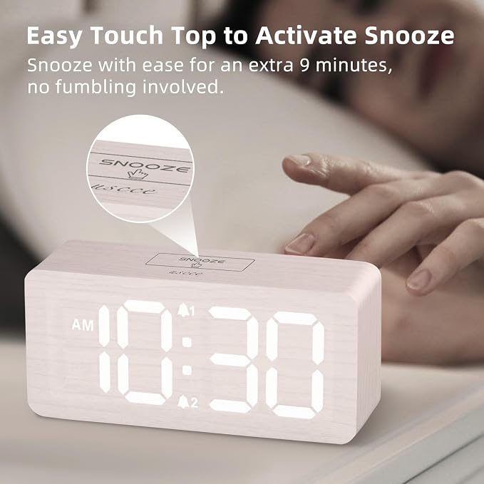 uscce Wooden Digital Alarm Clocks - Image 8
