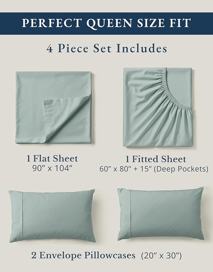LANE LINEN 100% Organic Cotton Eco Friendly Sustainably Produced Queen Sheets - Image 4