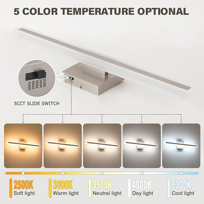 JUSHENG Brushed Nickel Vanity Lights - Image 2