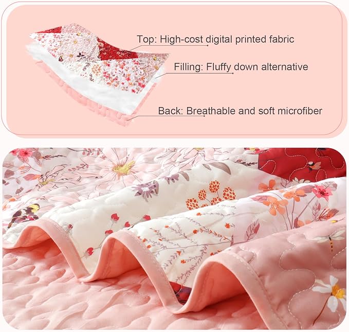 Whale Flotilla Patchwork Quilts Queen Size, Extra Soft Boho Floral Bedspreads - Image 4