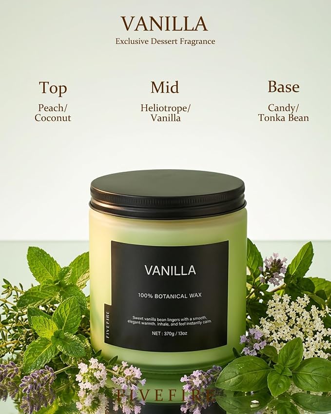 Vanilla Scented Candle, 13oz Soy Wax Candle, 70–80 Hour Burn Time, Warm & Sweet - Image 2