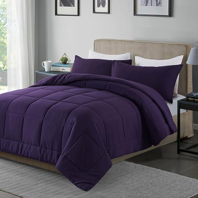 DOWNCOOL Full Size Purple Bedding Comforter Set - Image 2