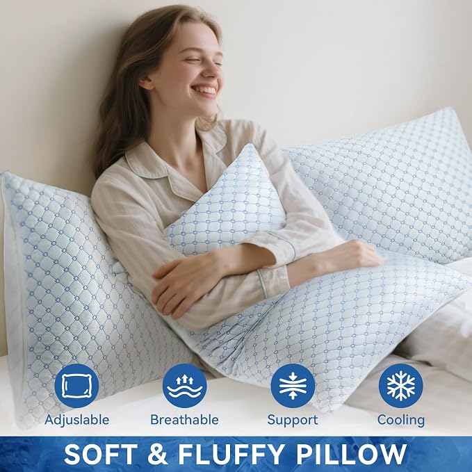 Cooling Bed Pillow for Sleeping, Shredded Memory Foam Pillows for Bed King Size - Image 4