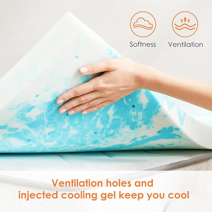 Sweetcrispy Mattress Topper King, 3 Inch Thick Memory Foam Gel Infused Cooling - Image 4