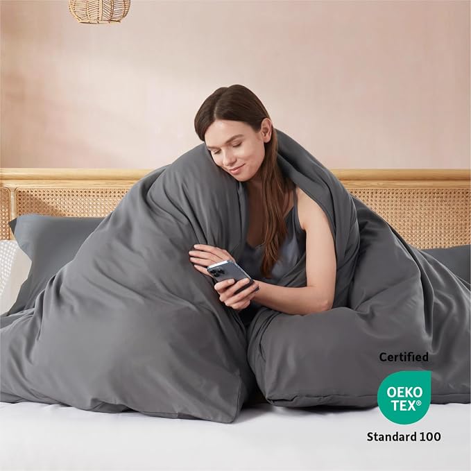 Nestl Dark Grey Duvet Cover Queen Size - Image 3