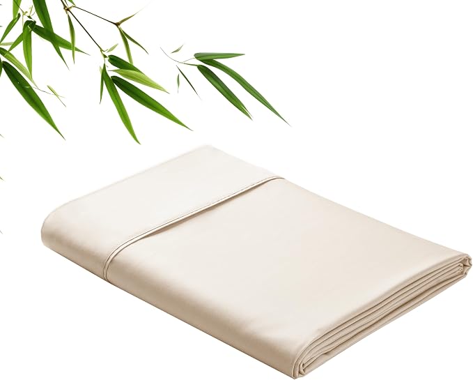 Bamboo Viscose Flat Sheets Only, 400 Thread Count Sateen Weave King Size Flat by ZaizaiHome