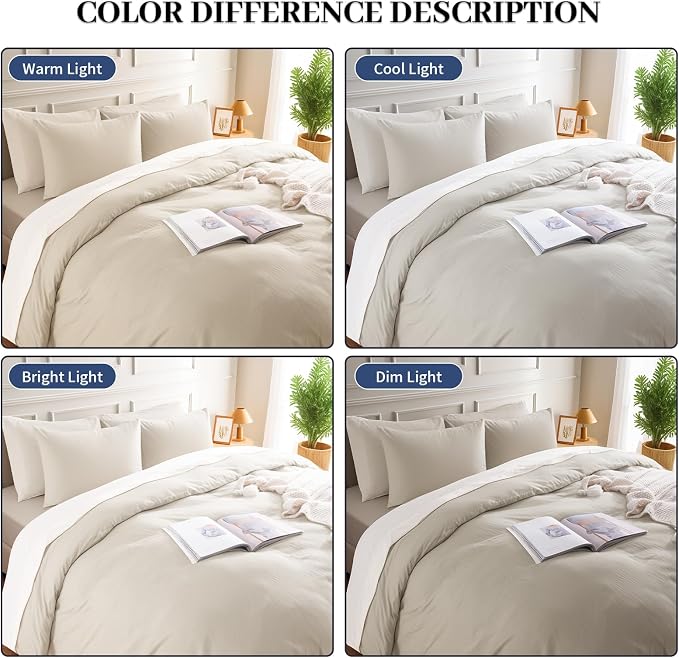 NEXHOME PRO 100% Washed Cotton Duvet Cover Twin Size, Ogranic Natural Linen - Image 3