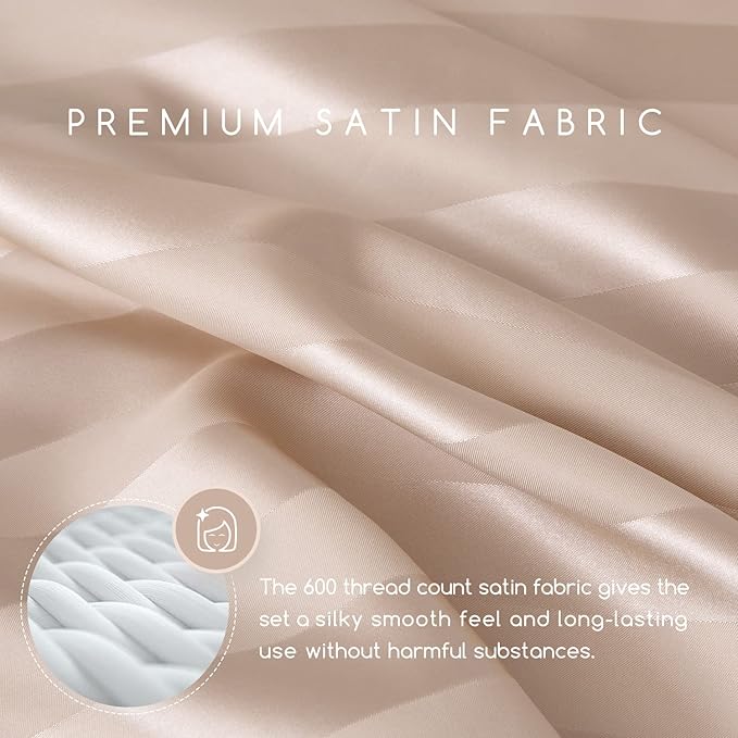 MR&HM Satin Bed Sheets, King Size Sheets Set - Image 3