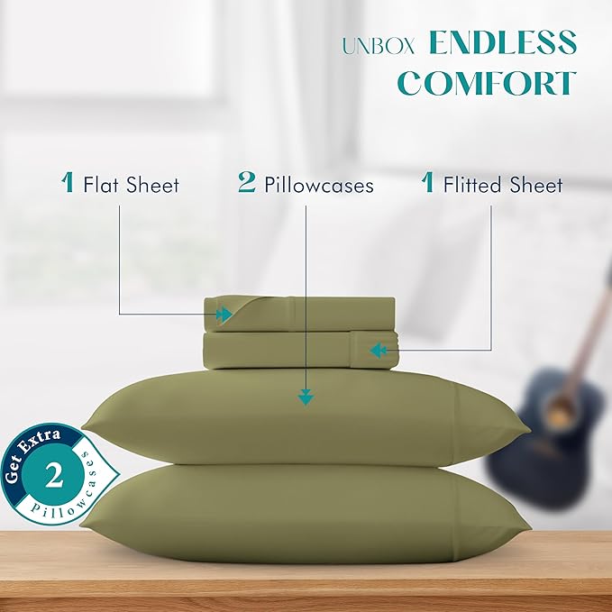 XOOX Linen 100% Egyptian Cotton Sheets California King Size - Image 3