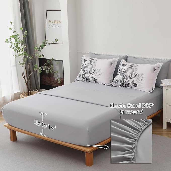 Luxudecor Floral Comforter Set Full Size 7 Piece, Elegant Ink Comforter Bedding - Image 4