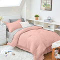 HYMOKEGE Rose Gold/Light Grey Twin XL Comforter Set Seersucker 5 Pieces by HYMOKEGE