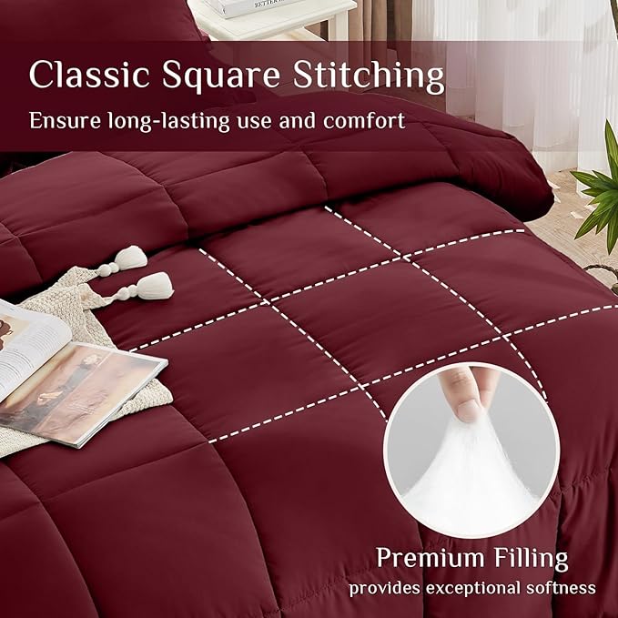 JOLLYVOGUE Queen Comforter Set, Ultra-Soft Bed in a Bag Queen Size 7 Pieces - Image 3