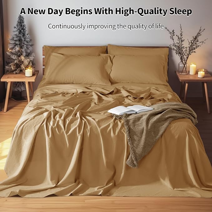 LBRO2M 100% Pure Linen Sheet Set Deep Pocket Up to 16" Bed Sheets Sets - Image 6
