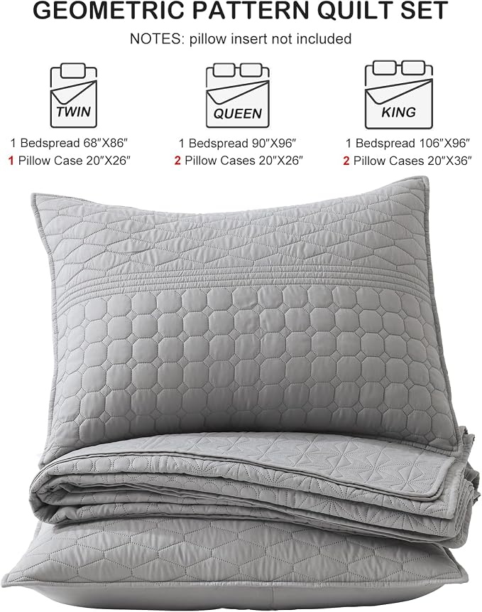 HORIMOTE HOME Grey Twin Size Quilt Set - Image 7