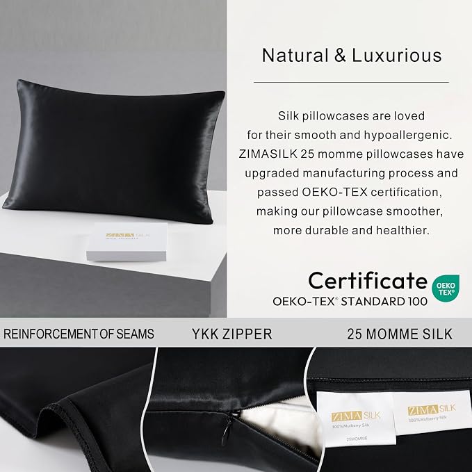 ZIMASILK 25 Momme 100% Pure Mulberry Silk Pillowcase - Image 4