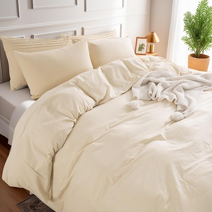 NEXHOME PRO Duvet Cover Twin XL 100% Washed Cotton, Breathable, Linen Like - Image 4