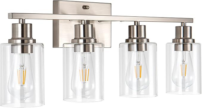 4-Light Bathroom Light Fixtures, Brushed Nickel Vanity Light by FILIMITIY