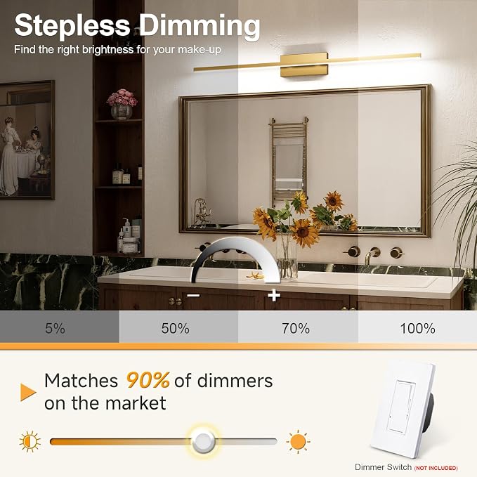VOLISUN Modern Bathroom Vanity Light 48 inch, 30W Dimmable 5CCT Led Bathroom - Image 4