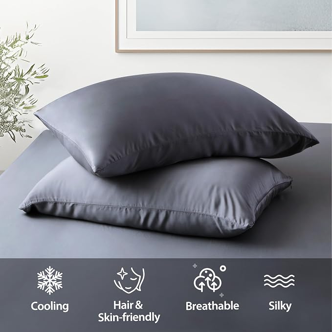 2 Pack Cooling Pillow Cases, Viscose Derived from Bamboo Pillow Protectors King - Image 5