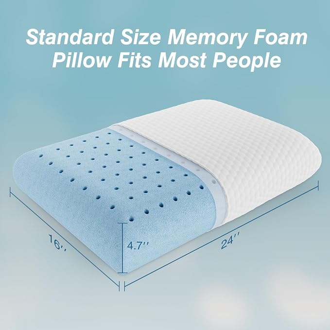 DUMOS Memory Foam Pillows for Sleeping 2 Pack, Bed Pillows for Adults - Image 7