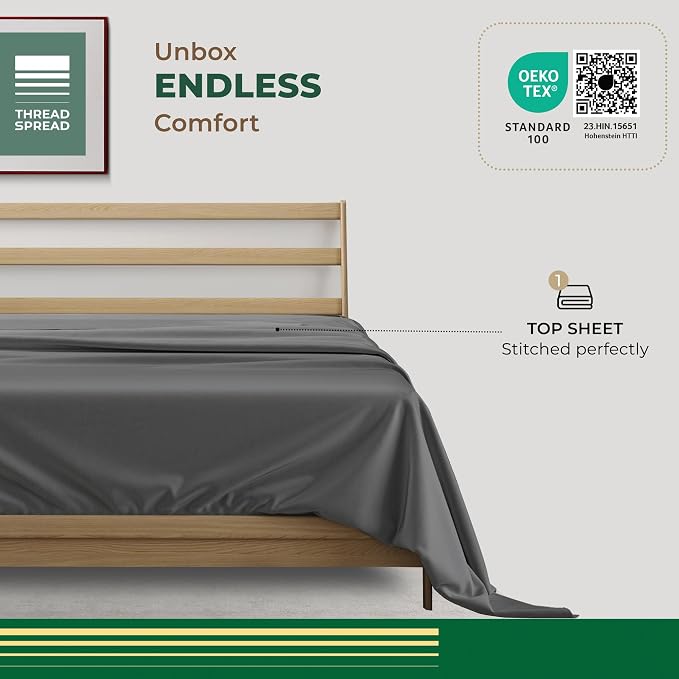 THREAD SPREAD 100% Organic Cotton Percale Flat Sheet Full Size - Image 3