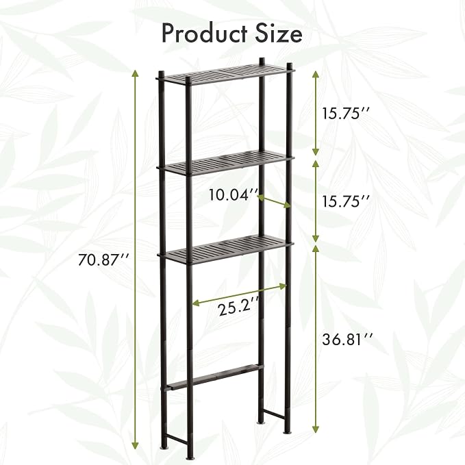 AmazerBath Bamboo Over The Toilet Storage Shelf, Over Toilet Bathroom Organizer - Image 2