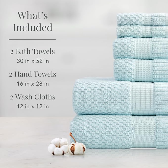 NY Loft 100% Cotton Towel Set 6 Piece | Super Soft & Absorbent Quick-Dry 2 Bath - Image 2