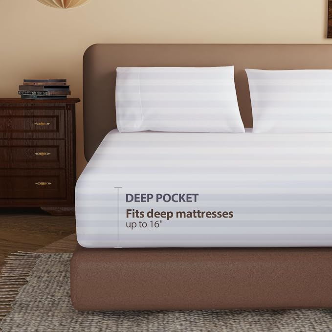 100% Egyptian Cotton Fitted Sheet Queen Size, 600 Thread Count, Single Fitted - Image 3