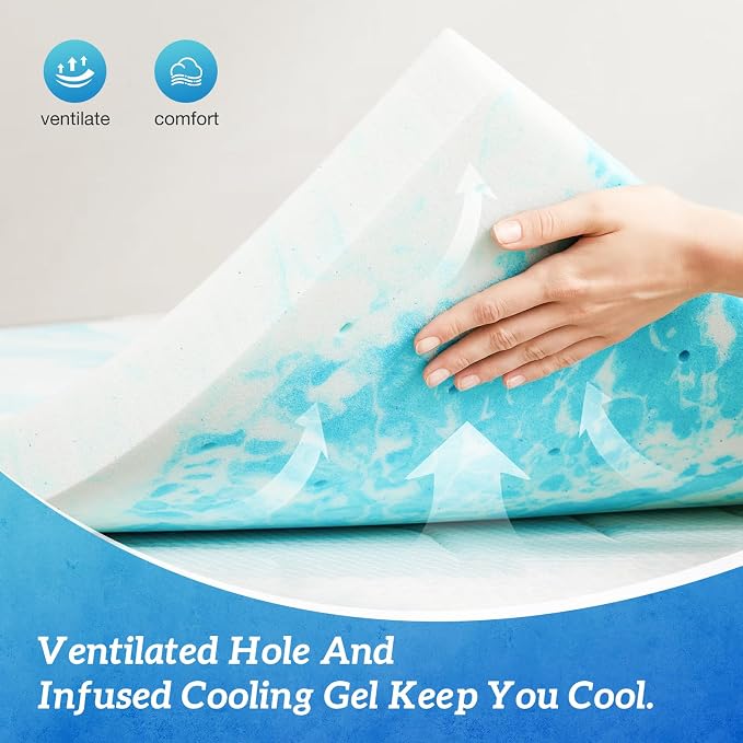 Sweetcrispy Mattress Topper California King, 2 Inch Thick Memory Foam Gel - Image 5