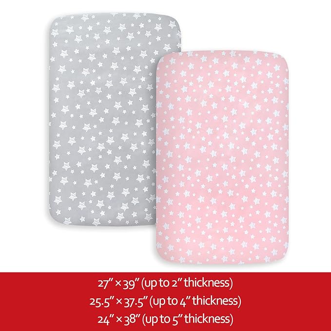 Pack and Play Sheets Girl, Mini Crib Sheets, Stretchy Pack n Play Playard - Image 5