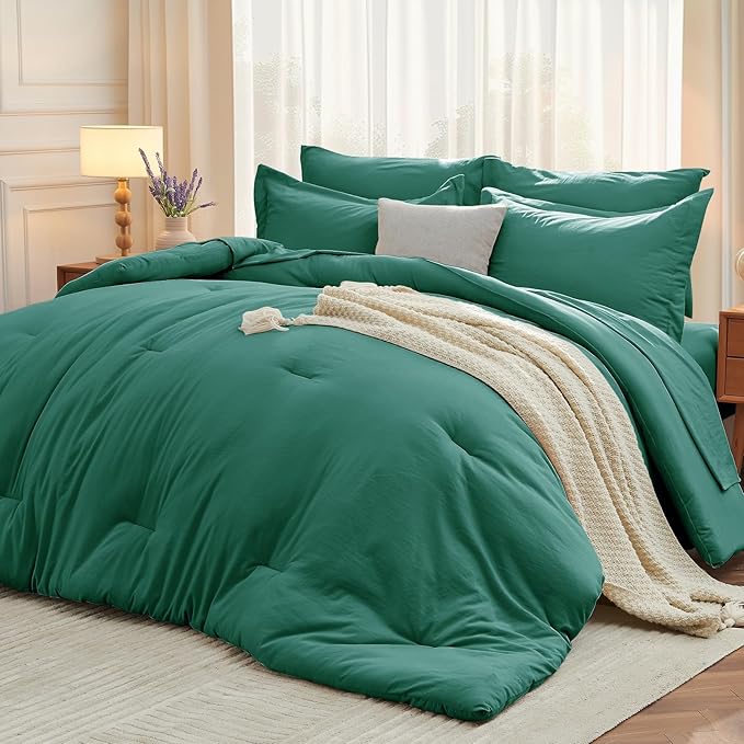MUXHOMO 7 Pieces California King Comforter Set, Soft Bed in a Bag Cal King Size by MUXHOMO