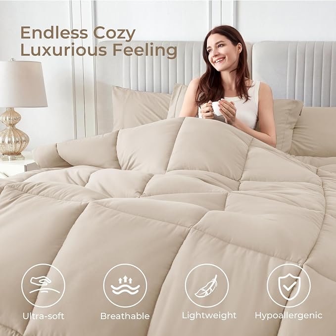 Sasttie Queen Comforter Set, Complete Bedding Set Includes Comforter, Flat Sheet - Image 2