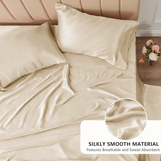 CozyLux Satin Sheets King Size Sheet Set - Image 3