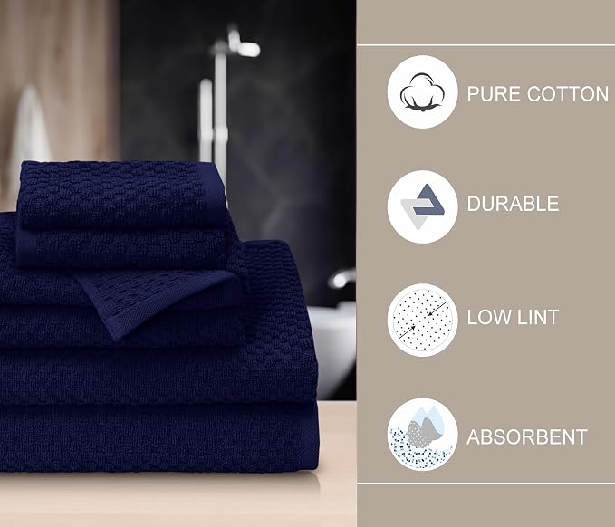 COTTON CRAFT Waffle 6 Piece Towel Set - Image 6