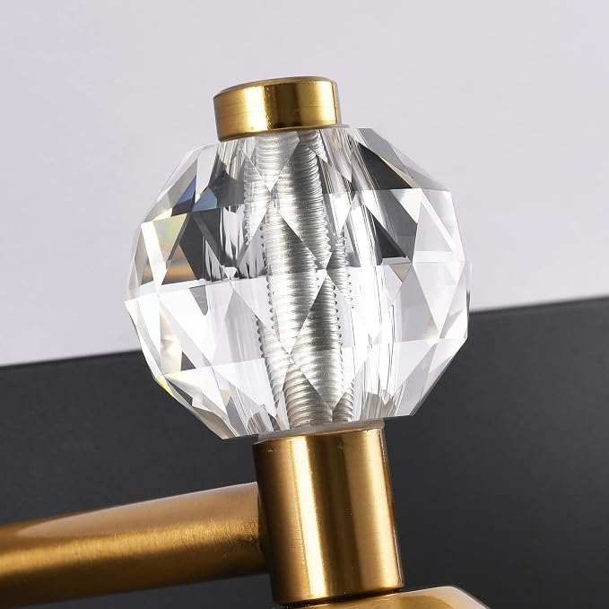 PRESDE 5-Light Crystal Bathroom Vanity Light, Modern Black and Gold Wall Sconce - Image 7