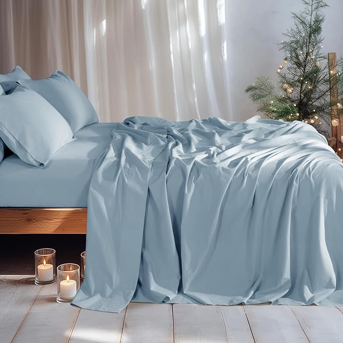LBRO2M 100% Pure Linen Sheet Set Deep Pocket Up to 16" Bed Sheets Sets - Image 4