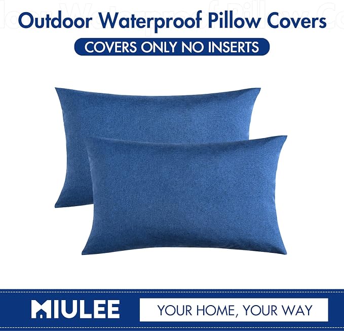 MIULEE Pack of 2 Decorative Outdoor Solid Waterproof Throw Pillow Covers Faux - Image 7
