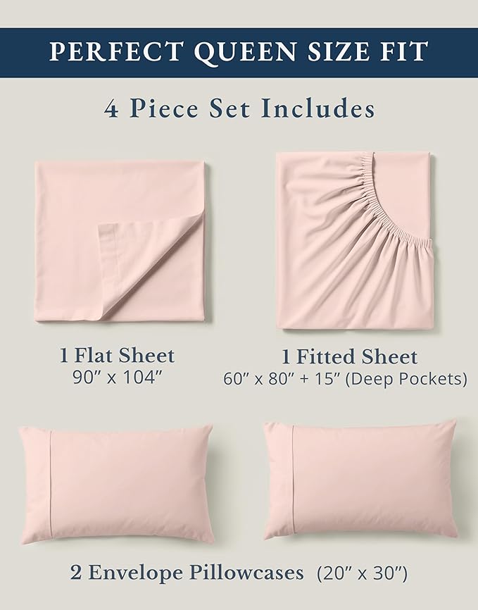LANE LINEN Eco Friendly 100% Organic Cotton Sheets Queen Size, Mercerized - Image 4