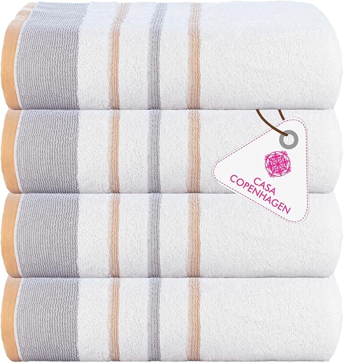 CASA COPENHAGEN White Bay 4Pcs 100% Egyptian Cotton Designer Hand Towels Gift by CASACOPENHAGEN