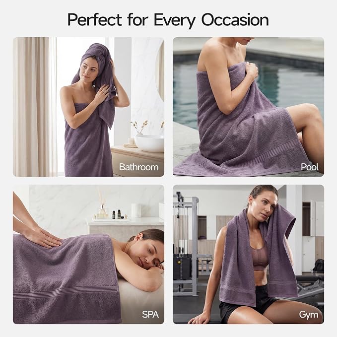 ecolook Bath Towels Set of 4, 100% Cotton, 27 x 55 Inches, Quick-Drying & - Image 8