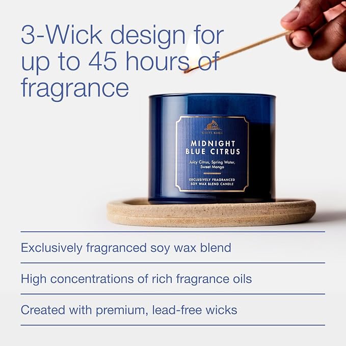 Bath & Body Works Midnight Blue Citrus 3-Wick Candle - Image 4