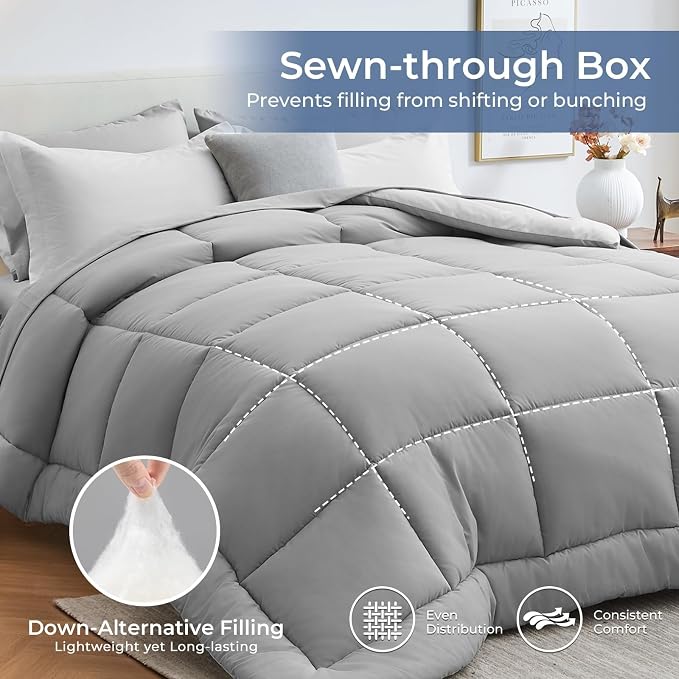 Sasttie Queen Comforter Set, 7 Pieces Bed in a Bag Queen, Complete Bedding Set - Image 3