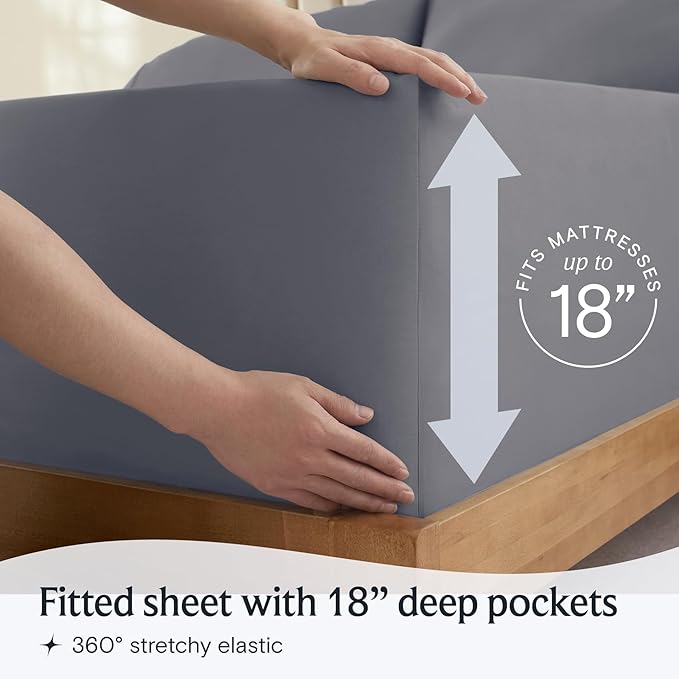 LuxClub 4 PC California King Size Sheet Set Bed Sheets Deep Pockets 18" Wrinkle - Image 6