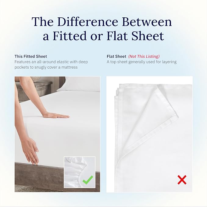 California Design Den Twin XL Fitted Sheet Only, Soft 400 Thread Count - Image 3
