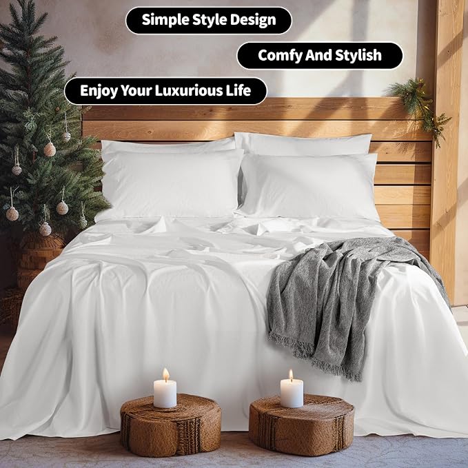 LBRO2M 100% Pure Linen Sheet Set Deep Pocket Up to 16" Bed Sheets Sets - Image 7